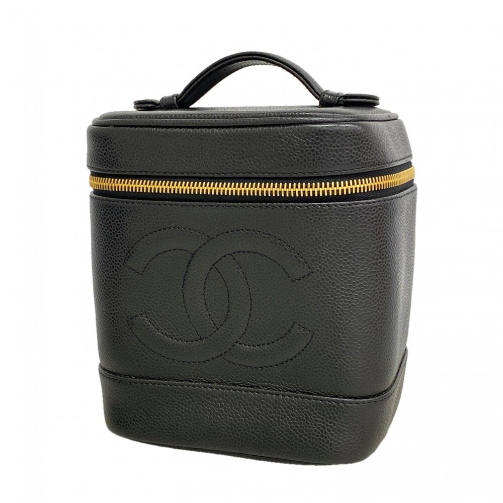 Chanel handbag/vanity bag, caviar leather, black, women's.